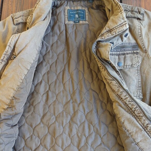 GH Bass Men Utility Field Jacket Canvas Barn Chore Coat Military Inspo Sz Small - Picture 6 of 10